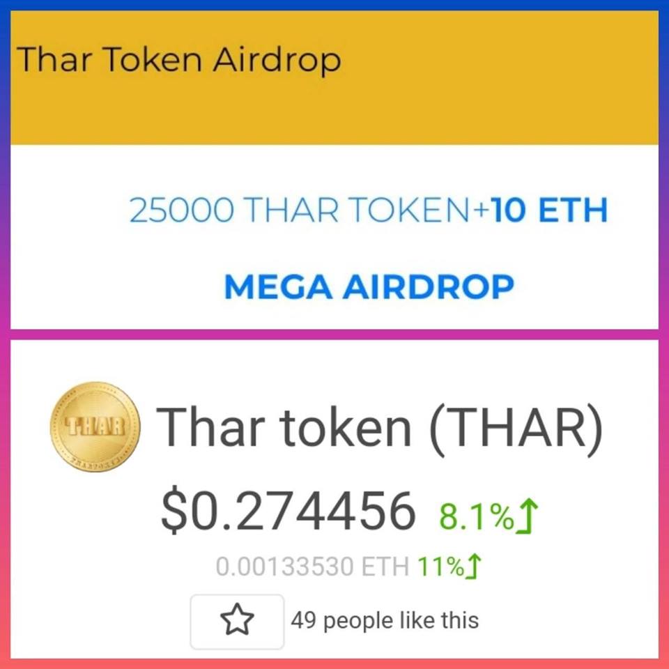Airdrop Terbaru THARTOKEN : MegaDrop 25000 TharToken + 10 ETH !!!