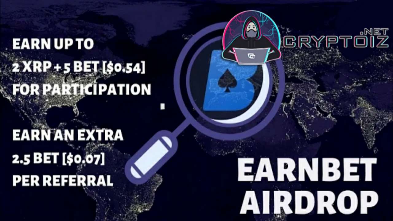 Airdrop Terbaru : Gratis 2 XRP + 5 BET + $10 BTC random Dari EarnBet Rounde 3