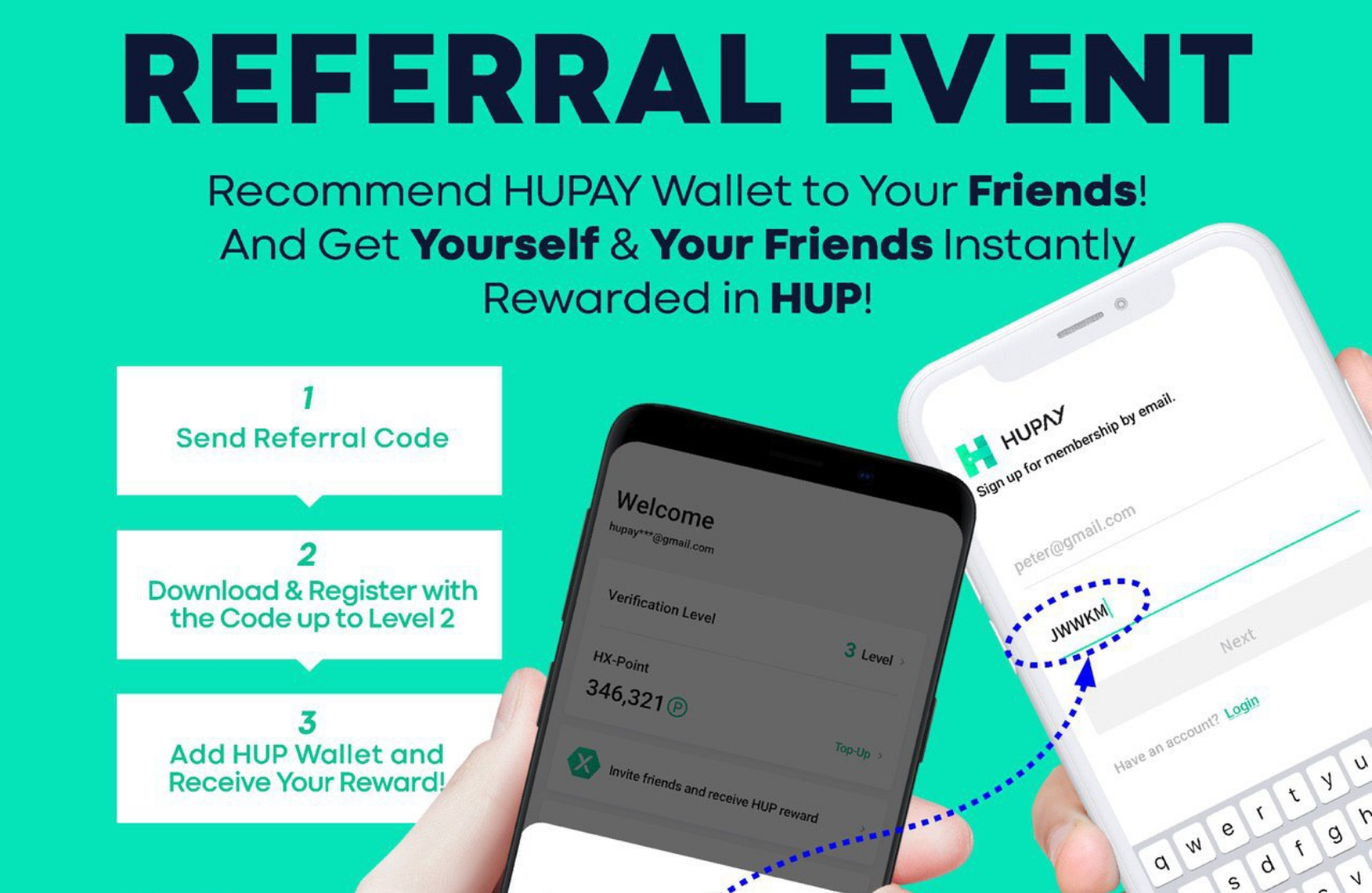 AIRDROP TERBARU: Hupayx(HUP) App Refferal Contest Airdrop, Free 500KRW(HUP) dah listed di Coinbene