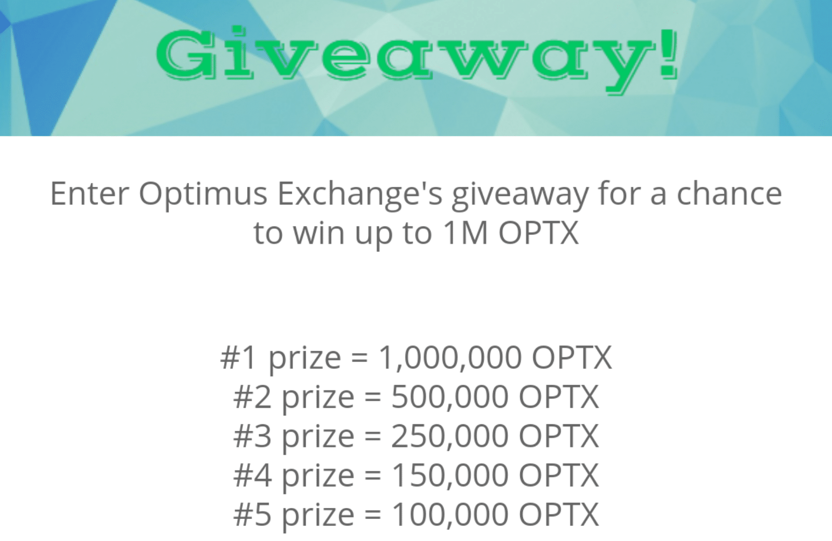 AIRDROP TERBARU: Optimus(OPTX) Exchange Give Away Event Limited Edition, End Jam 6 pagi hari ini