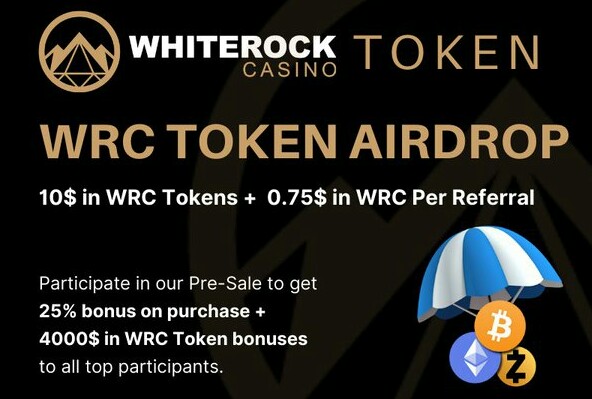 Whiterock Casino Airdrop Free $10 WRC | Market Vindax
